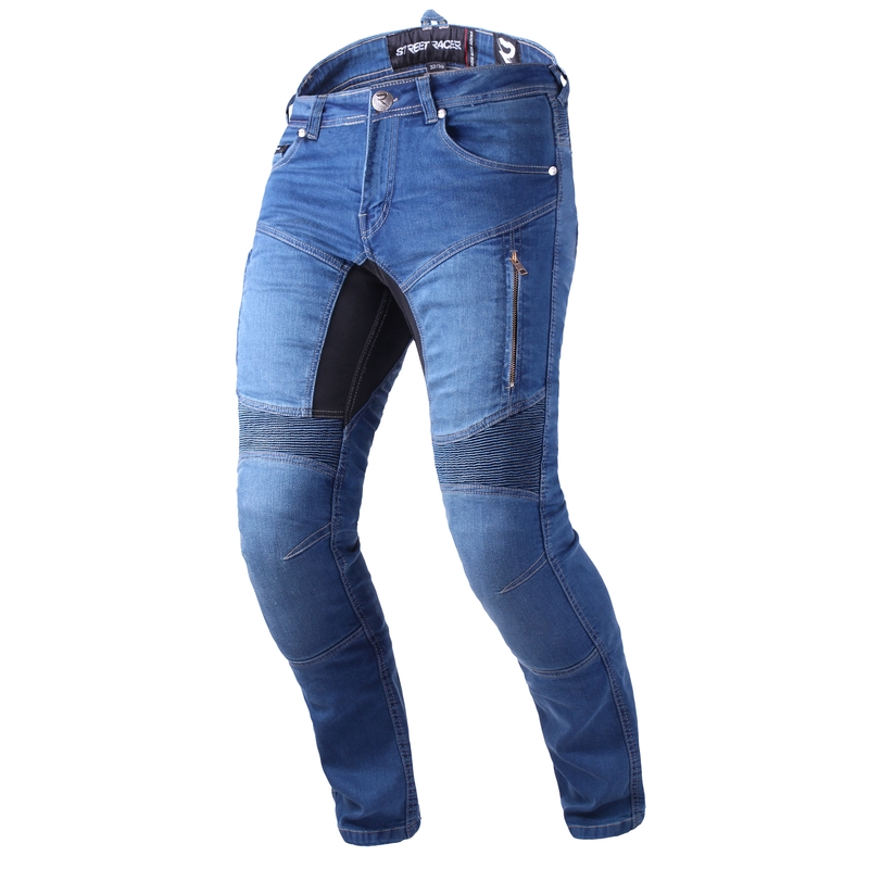 Predĺžené jeansy na motocykel Street Racer Stretch II CE modré - II. akosť