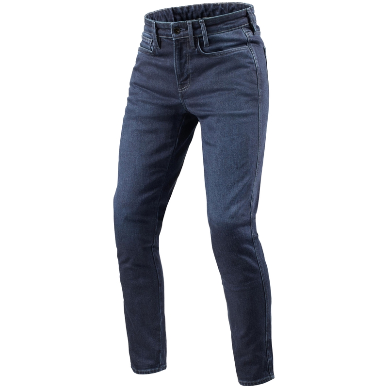 Extra skrátené džínsy na motorku Revit Kai Skinny stredne stone modré
