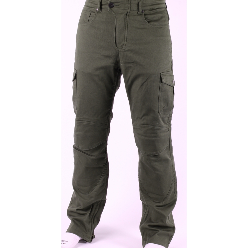 Jeansy na motocykel Label khaki zelené výpredaj
