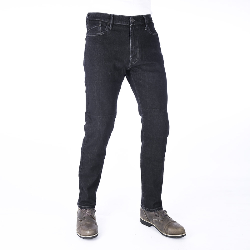 Skrátené jeansy na motocykel Oxford Original Approved Slim Fit čierne